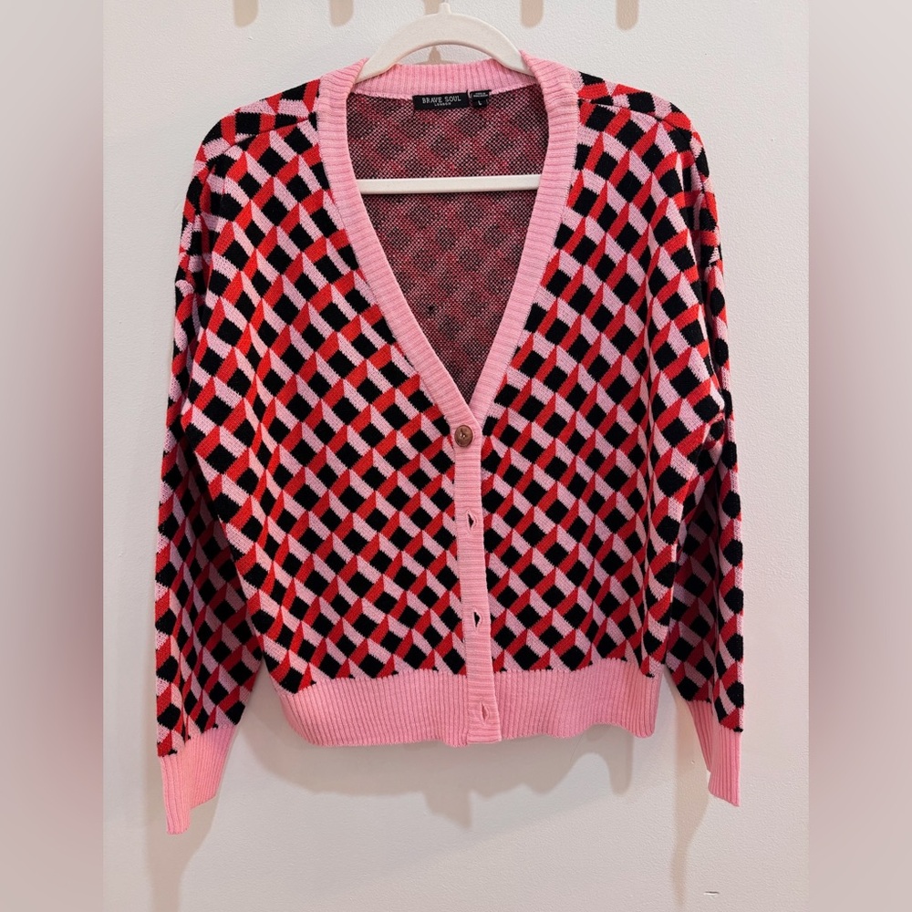 geometric print cardigan